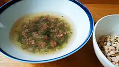 犬猫の乾燥野菜を使ったレシピ「養生野菜と馬肉ミンチのスープ」
