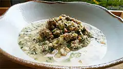 犬猫の乾燥野菜を使ったレシピ「牛肉と養生野菜の豆乳スープ」